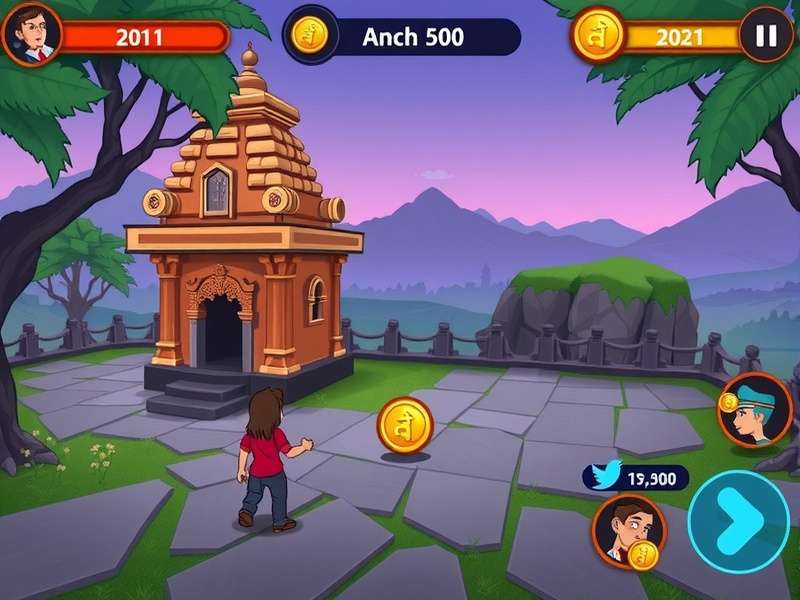 Coimbatore Coin Collectors gameplay screenshot showing a player discovering a rare coin near a temple